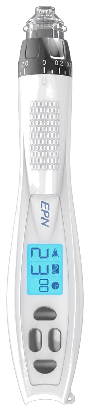 ידית EPN במבט מלפנים, עם מסך דיגיטלי, כפתורי שליטה וחוגת כיוון עומק המחט
